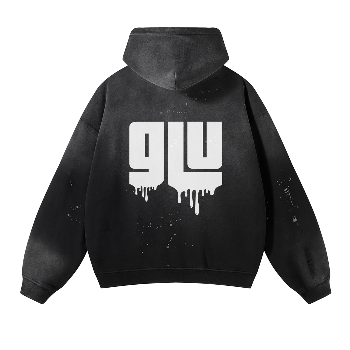 vintage wash frayed fleece hoodie