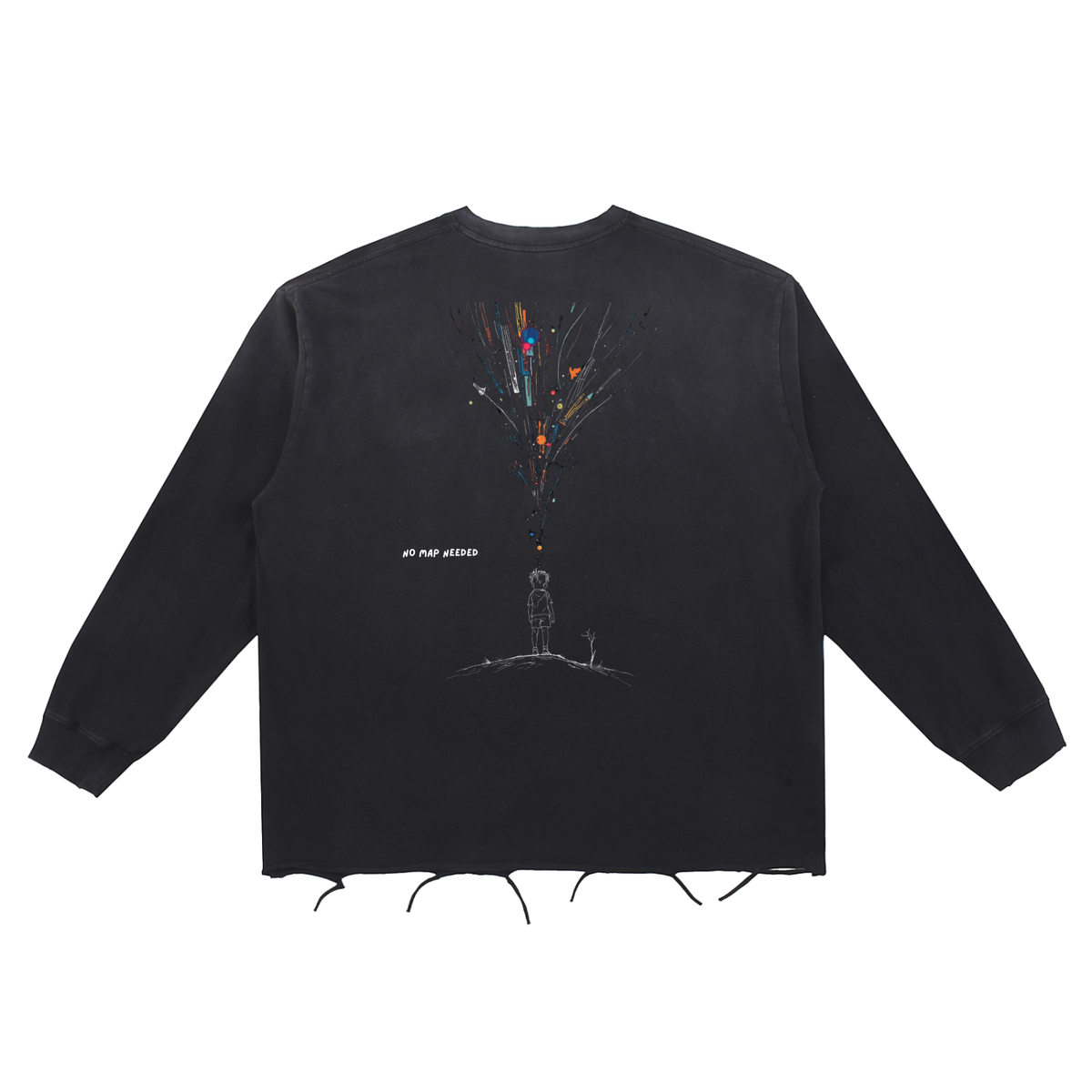 snow wash raw edge cotton t-shirt