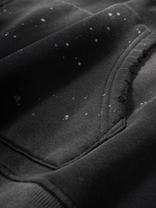 vintage wash frayed fleece hoodie