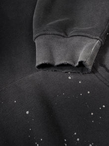 vintage wash frayed fleece hoodie